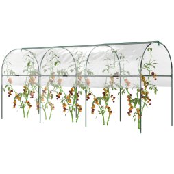 Outsunny Tunnel Tomato Greenhouse with 4 Hoops and Top Tap, Pointed Bottom and Guy Ropes, 400 x 123 x 171 cm, Clear