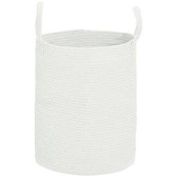 HOMCOM 36L Laundry Hamper, Cotton Rope Laundry Basket with Handles, Collapsible Washing Bin, 38 x 45cm, Cream White