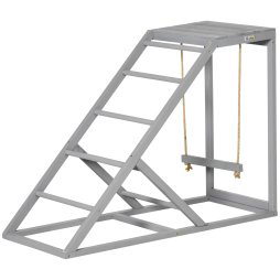 PawHut Chicken Activity Play Set with Swing, Chicken Coop Toy with Ladder, Platform for 2 Chickens, Hens, Grey
