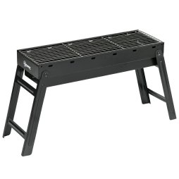 Outsunny Portable Charcoal Grill with Pull-Out Charcoal Basin, Folding Tabletop Barbecue, Compact Camping BBQ, Galvanised Metal, 73 x 20 x 35 cm, Black