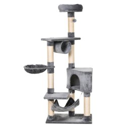 PawHut Cat Tree for Indoor Cats Condo Tower Multi-level Height 150CM  Kittens Activity Stand House with Toys & Various Scratching Posts