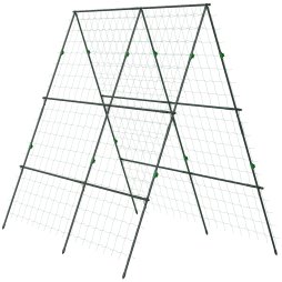 Outsunny Garden Cucumber Trellis for Climbing Plants, A-Frame Trellis Plant Support with Climbing Net, DIY Adjustable Cucumber Support Frame for Raised Bed, Vegetables, Flowers, Fruit, Green