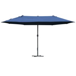 Outsunny 4.6m Garden Parasol Double-Sided Sun Umbrella Patio Market Shelter Canopy Shade Outdoor with Cross Base - Blue