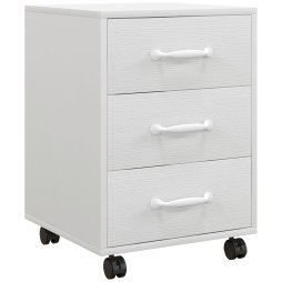 HOMCOM 3-Drawer Filing Cabinet, Mobile File Cabinet for Home Office, Small Rolling Filing Cabinet, Printer Stand, Under Desk File Cabinet for A4, Letter-Size Files, White Wood Grain