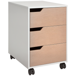 HOMCOM 3 Drawer Mobile File Cabinet, Vertical Filing Cabinet with Wheels for Home Office