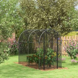 Outsunny Fruit Cage Bird Netting, Heavy Duty Fruit and Vegetable Protection Tent with Zipped Door, Anti Bird, Insects, Small Animals, 1.2 x 2.4 x 1.9m, Black