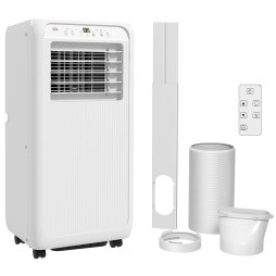 HOMCOM 7000 BTU Air Conditioning Unit, 3-in-1 Portable Air Conditioner, Dehumidifier, Cooling Fan with 2 Speeds, Remote Control, Digital Display, 24H Timer, Window Venting Kit, 26m²
