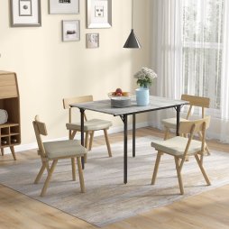 HOMCOM Folding Dining Table, Extendable Kitchen Table for Small Space, Drop Leaf Table for 2-4 People, Grey