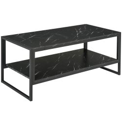 HOMCOM Coffee Table, Two-Tier Marble Centre Table with Metal Frame and Storage Shelf for Living Room, 106 x 50 x 45cm