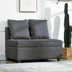 HOMCOM Convertible Single Sofa Bed with Thick Padded Seat, 3-in-1 Multi-Functional Sleeper Chair Bed with Magazine Pocket, for Living Room
