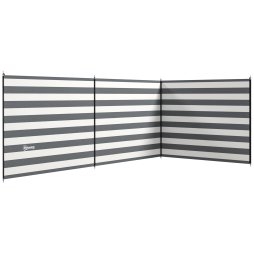 Outsunny 4 Pole Camping Windbreaks, Beach Wind Shield Shelter with Carry Bag and Steel Poles, Outdoor Caravan Privacy Shield, 540cm x 150cm, Grey and White
