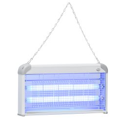 Outsunny 30W Electric Fly Zapper, Bug Zapper with UK Plug, 2 UV Bulbs, Hanging Chain, On/Off Switch and Removable Catch Tray, 60?O Coverage Insect Mosquito Killer for Indoor and Outdoor Use, Grey