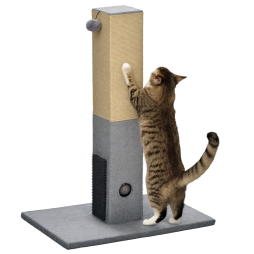 PawHut Cat Tree Scratching Post for Indoor Cats 79cm Jute Scratcher Climber w/ Carpet Base Dangling Toy - Grey