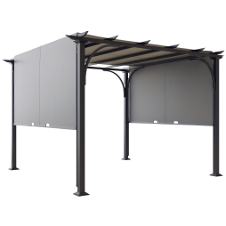 Outsunny 3 x 3(m) Garden Pergola, Outdoor Pergola Gazebo with Adjustable Canopy, Sun Shade Patio Canopy Shelter, Grey