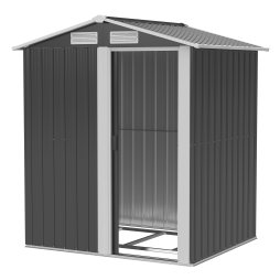 Outsunny 5ft x 4ft Garden Shed, Metal Tool Storage Shed with Sliding Door, Sloped Roof and Foundation Kit for Garden, Patio, Lawn, Grey