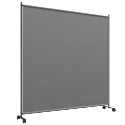 Outsunny Decorative Garden Partition Screen with Lockable Wheels, 6FT Portable Privacy Screen, Single Freestanding Metal Room Divider Panel for Garden Hot Tub Deck Pool, Dark Grey