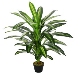 Outsunny 110cm/3.6FT Artificial Dracaena Tree Decorative Plant 40 Leaves with Nursery Pot, Fake Tropical Tree for Indoor Outdoor D??cor
