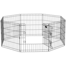 PawHut Eight-Panel Dog Playpen Puppy Pen Rabbits, Guinea Metal Crate, Pet Cage, Run Indoor, Outdoor, 61 x 61cm