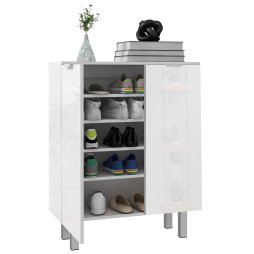 HOMCOM Shoe Cabinet, Compact Shoe Storage Cabinet with Soft-Close Hinges and Adjustable Shelves for 15-20 Pairs of Shoes, High Gloss White