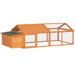 PawHut Chicken Run, Wooden Chicken Coop with Nesting Box, Openable Roof for 4-8 Chickens, Rabbits, Ducks, for Garden - Orange