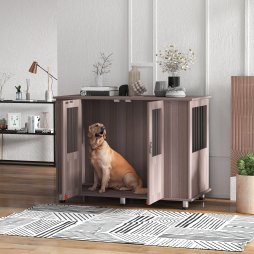 PawHut Dog Crate Furniture End Table, Pet Kennel for Extra Large Dogs with Magnetic Door Indoor Animal Cage, Purple, 114 x 60 x 82 cm