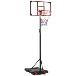 SPORTNOW Height Adjustable Basketball Hoop and Stand with Firm Backboard and Weighted Base, Portable on Wheels, 1.8-2.1m, Red