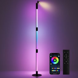 HOMCOM LED Floor Lamp with Reading Light, 360° RGB Detachable Corner Floor Lamp with App & Remote Control, Standing Lamp with Music Sync & Timing, for Living Room, Game Room, Dark Grey
