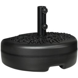 Outsunny Half Round Umbrella Base, Half Patio Parasol Stand Holder for Deck, Garden, 18 kg Capacity Water or 21 kg Capacity Sand, Fit 3.8 cm or 4.8 cm Pole, Black