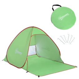 Outsunny Pop up Beach Tent, UV 30+ Sun Shelter with Carry Bag, 2x1.5m for 2-3 Person, Green