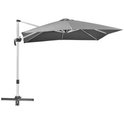 Outsunny 3 x 3(m) Cantilever Roma Parasol, Square Garden Umbrella with Cross Base, Crank Handle, Tilt, 360 Rotation and Aluminium Frame, Grey