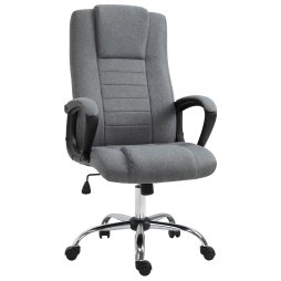 Vinsetto Office Chair, Linen-Feel Fabric Swivel Computer Desk Chair with Adjustable Height and Tilt Function for Home Study Bedroom, Dark Grey