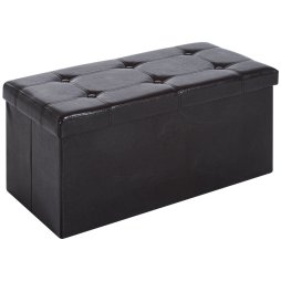 HOMCOM Folding Faux Leather Storage Cube Ottoman Bench Seat PU Rectangular Footrest Stool Box 