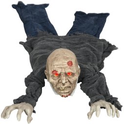 HOMCOM 5.2ft Life Size Outdoor Halloween Decoration Crawling Zombie, Animated Prop Decor with Sound and Motion Activated, Light Up Eyes, Howling Sound, Posable Arms