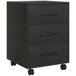 HOMCOM 3-Drawer Filing Cabinet, Mobile File Cabinet for Home Office, Small Rolling Filing Cabinet, Printer Stand, Under Desk File Cabinet for A4, Letter-Size Files, Black Wood Grain