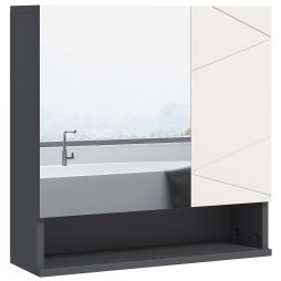 kleankin Bathroom Mirror Cabinet, Wall Mounted Bathroom Storage Cupboard with Adjustable Shelves, 55W x 17D x 55Hcm