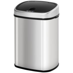 HOMCOM Stainless Steel Kitchen Sensor Dustbin Automatic Touchless Rubbish Garbage Waste Bin Silver