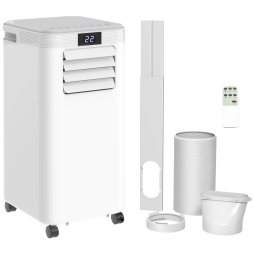 HOMCOM 8000 BTU Air Conditioning Unit, 2.3KW 3-in-1 Portable Air Conditioner, Dehumidifier, Cooling Fan with Remote Control, Digital Display, 2 Speeds, 24H Timer, Window Venting Kit, 18m²
