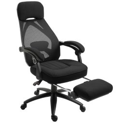 Vinsetto Office Chair with Footrest,High Back Swivel Desk Chair with Adjustable Height and Headrest for Home Office, Black