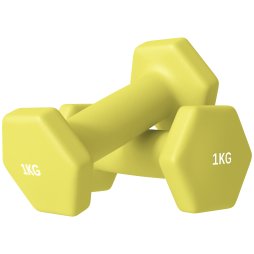 SPORTNOW Set of 2 Hex Dumbbells, Neoprene Weights Pair with Non-Slip Grip, Home Gym Fitness Training Equipment, 2 x 1kg, Yellow