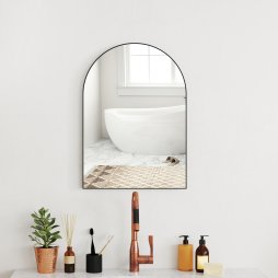 HOMCOM Arch Bathroom Mirror, 50 x 70cm Steel Framed Wall Mirror, Decorative Mirror for Bedroom, Living Room, Entryway
