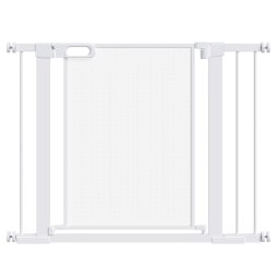 PawHut Pressure Fit Safety Gate for Doorways and Staircases, Dog Gate w/ Auto Closing Door, Pet Barrier for Hallways w/ Double Locking, Openings 75-103CM - White