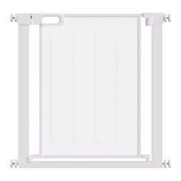 PawHut Pressure Fit Safety Gate for Doorways and Staircases, Dog Gate w/ Auto Closing Door, Pet Barrier for Hallways w/ Double Locking, Openings 75-82 cm - White