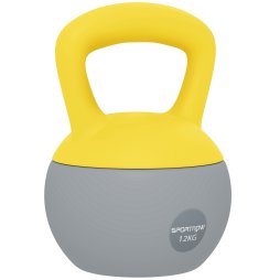 SPORTNOW Soft Kettlebell, 12kg Kettle Bell with Non-Slip Handle for Home Gym Weight Lifting and Strength Training, Yellow and Grey