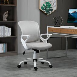Vinsetto Office Chair, Ergonomic Computer Desk Chair, Swivel Work Task Mesh Chair with Lumbar Back Support, Adjustable Height, for Home Office Study, Grey