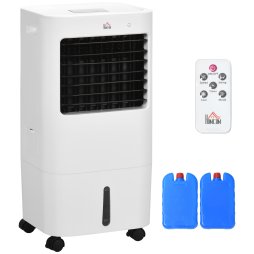 HOMCOM 3-in-1 Portable Air Cooler with 15 Litre Capacity, Evaporative Air Cooler with Automatic Oscillation, 3 Modes, 3 Speeds, Ice Boxes, Air Conditioner Fan for Home, Bedroom, Office