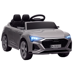 AIYAPLAY Audi Q8 E-tron Licensed Electric Car for Kids, 12V Electric Ride on Sportback Design with Remote Control, 4 Suspension Wheels, LED Headlights, Music, Horn, for Ages 3-4 - Grey