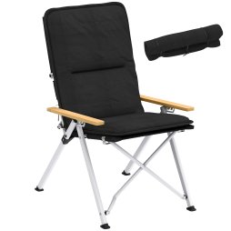 Outsunny Portable Camping Chair for Adults, High Back Folding Chair with Padded Seat and Carry Bag, Outdoor Recliner for Hiking, Fishing, Beach and Picnic, Black