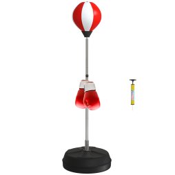 HOMCOM Punching Bag with Stand, Freestanding Boxing Set, Speed Bag with Speedball, 126-144cm Adjustable Height, Red