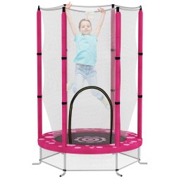 AIYAPLAY 4.6ft Kids Trampoline with Safety Enclosure Net, Recreational Toddler Trampoline for Indoor Outdoor Use, Ages 3-6 Years, Sun Pattern