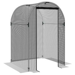 Outsunny Fruit Cage Bird Netting, Heavy Duty Fruit and Vegetable Protection Tent with Zipped Door, Anti Bird, Insects, Small Animals, 1.2 x 1.2 x 1.9m, Black